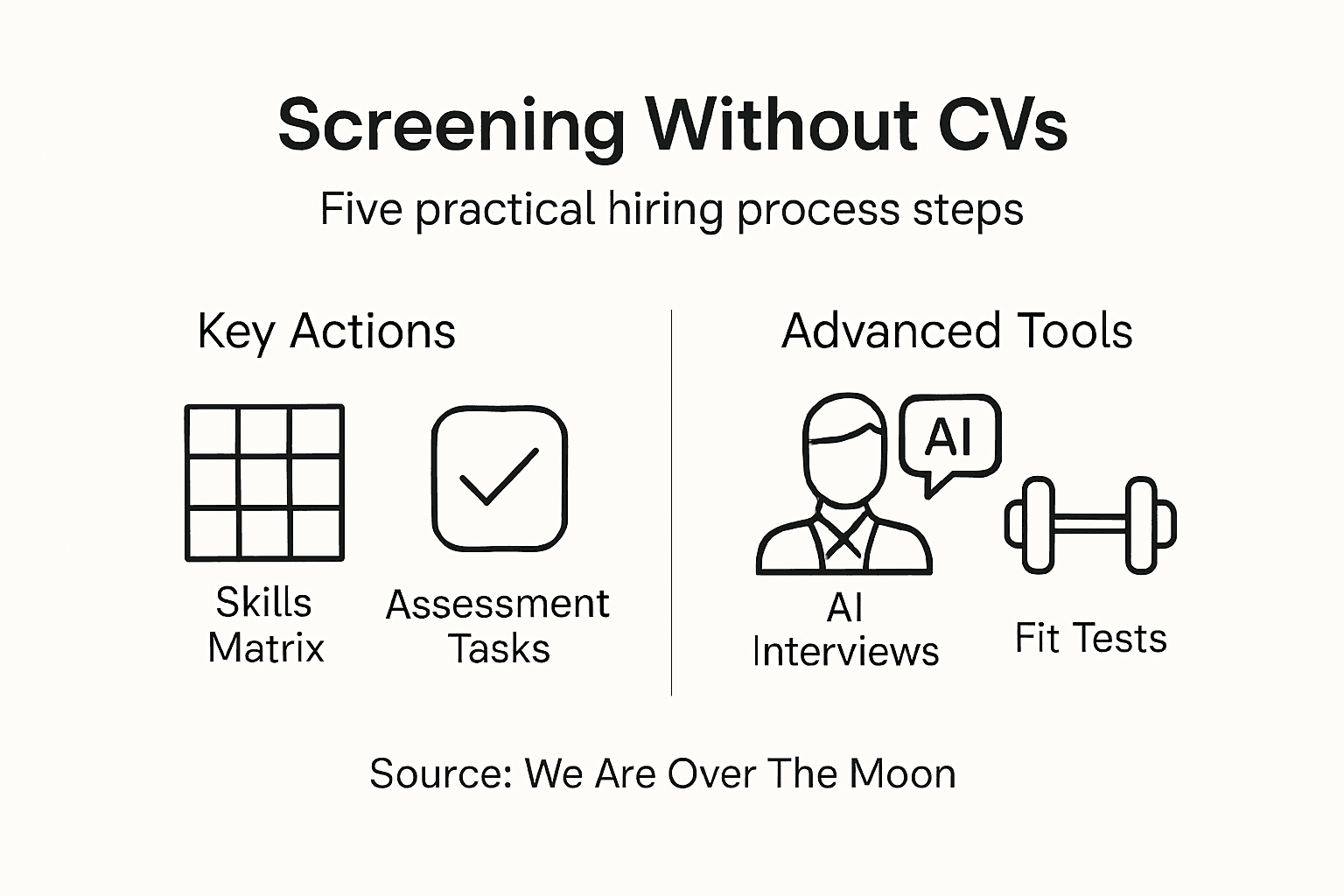 Infographic showing CV-free hiring steps
