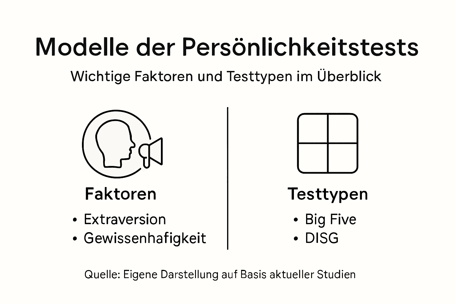 Infografik Persönlichkeitstest Modelle und Faktoren