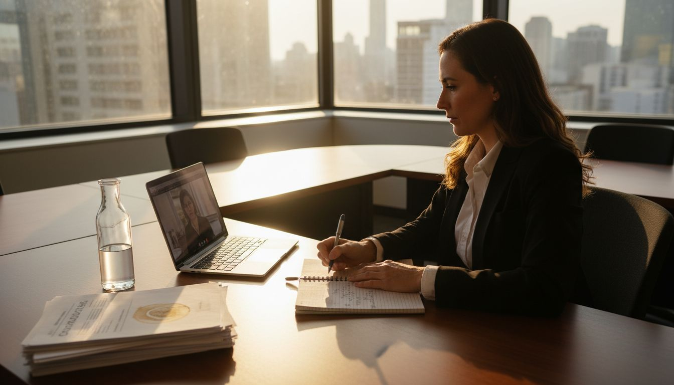 HR manager conducting AI interview in office