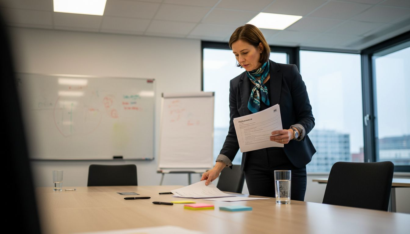 Die Teamleiterin nimmt die Persönlichkeitsprofile der Mitarbeiter genau unter die Lupe und vergleicht die Ergebnisse.