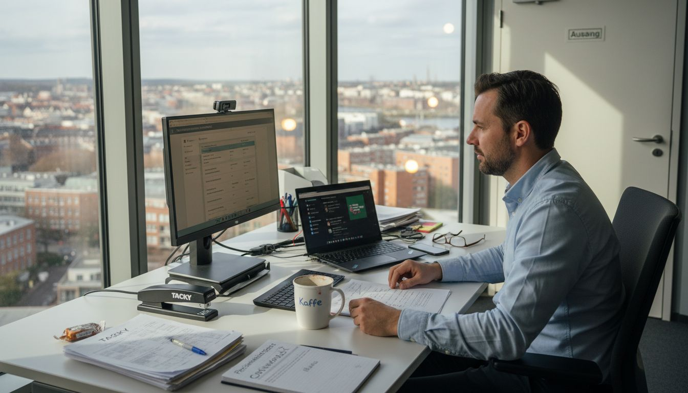 Die Personalverantwortliche wirft einen Blick auf die ausgefüllten Persönlichkeitstests der Bewerber.