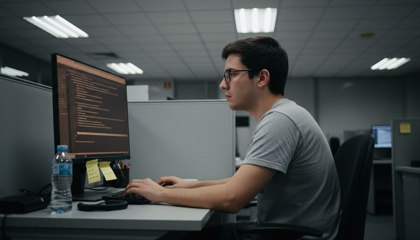 Candidato enfrentándose a una prueba técnica frente al ordenador