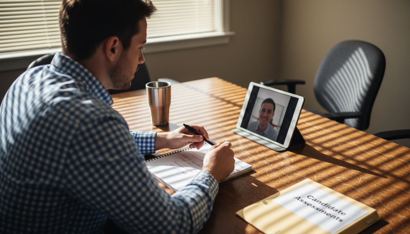 Candidate completing AI video interview