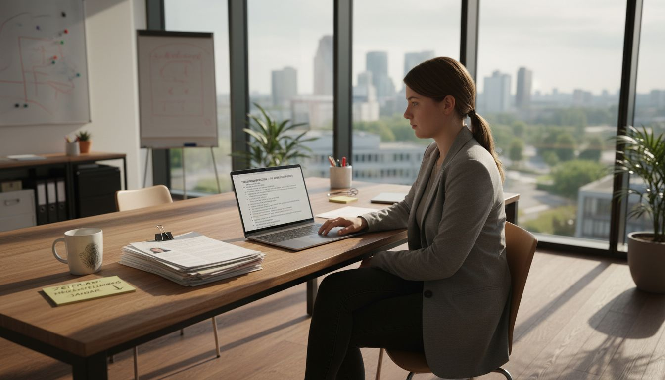 Personalverantwortliche richten einen speziellen Arbeitsplatz für KI-basierte Bewerbungsgespräche ein.