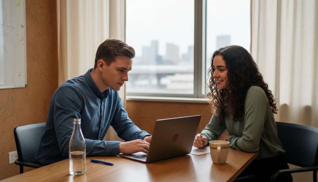 Un reclutador realizando entrevistas sin pedir currículum en un espacio de coworking.