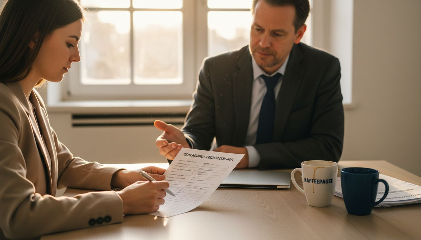 Bewerber und Personalverantwortlicher im gemeinsamen Feedbackgespräch