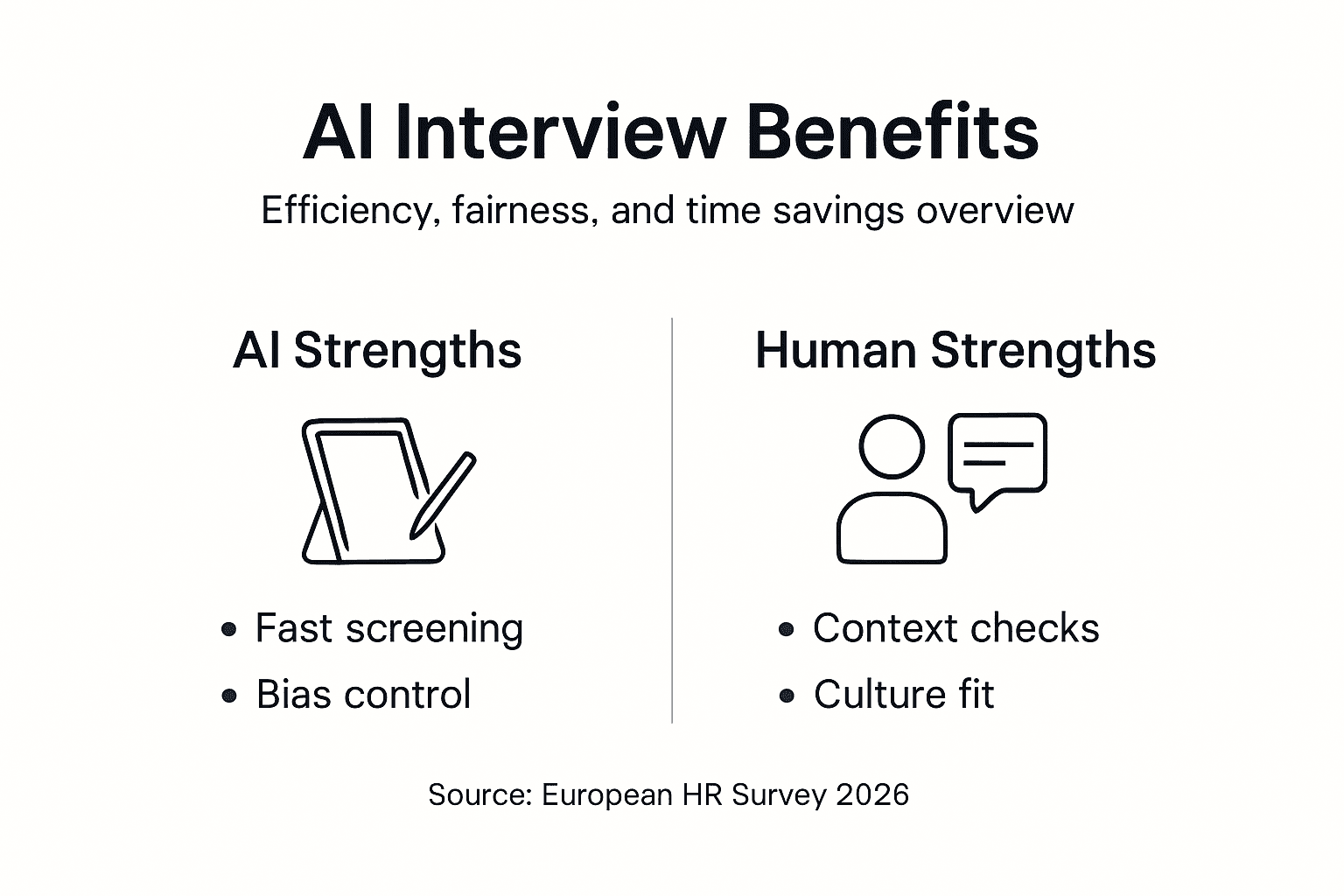 Infographic of AI and human strengths in hiring