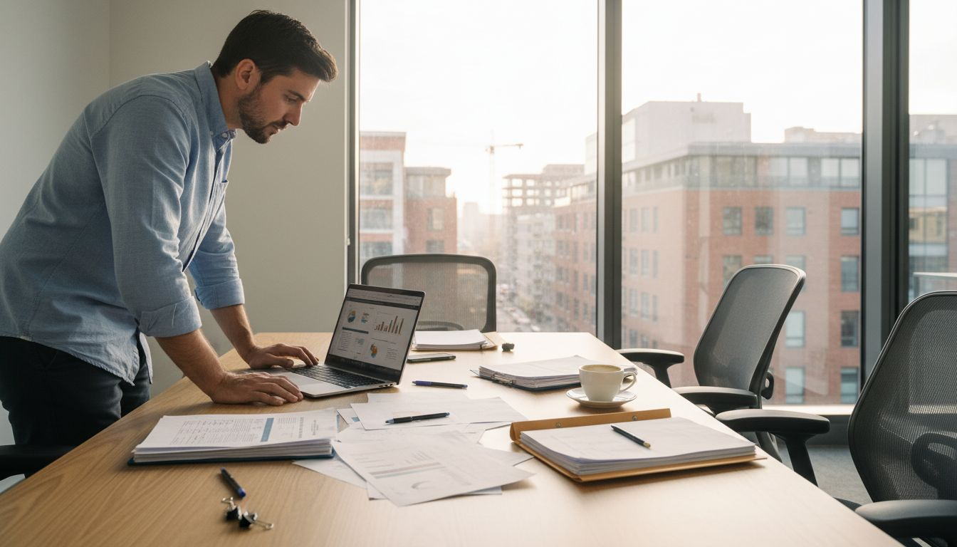 Un reclutador analiza las pruebas de selección junto a su equipo en la oficina.