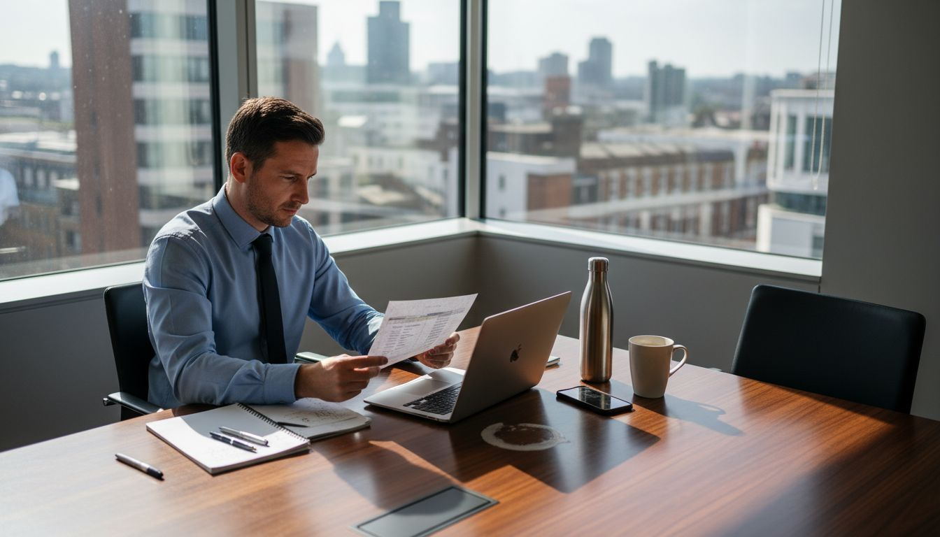 HR manager reviewing structured interview sheets