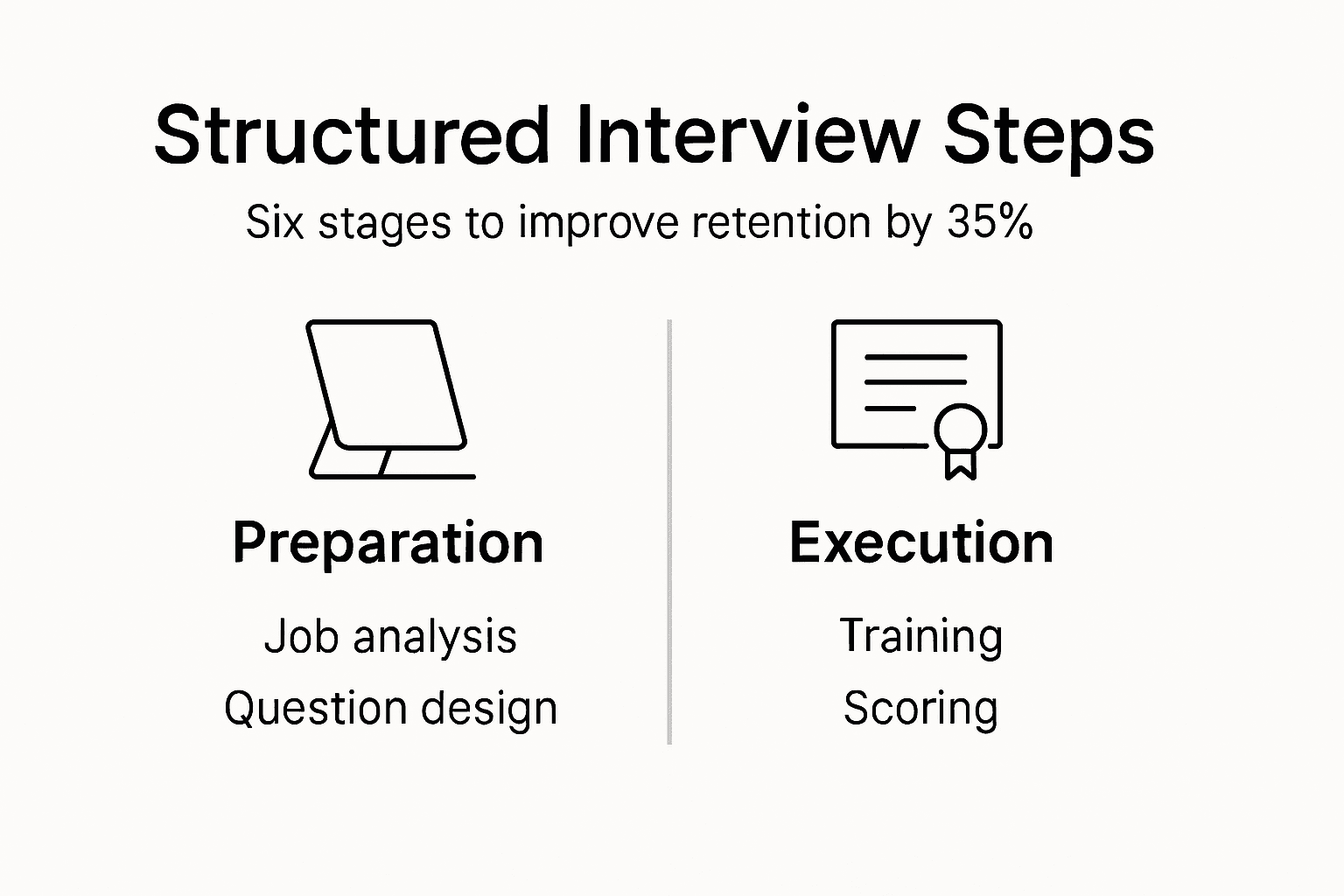 Infographic of structured interview steps and results