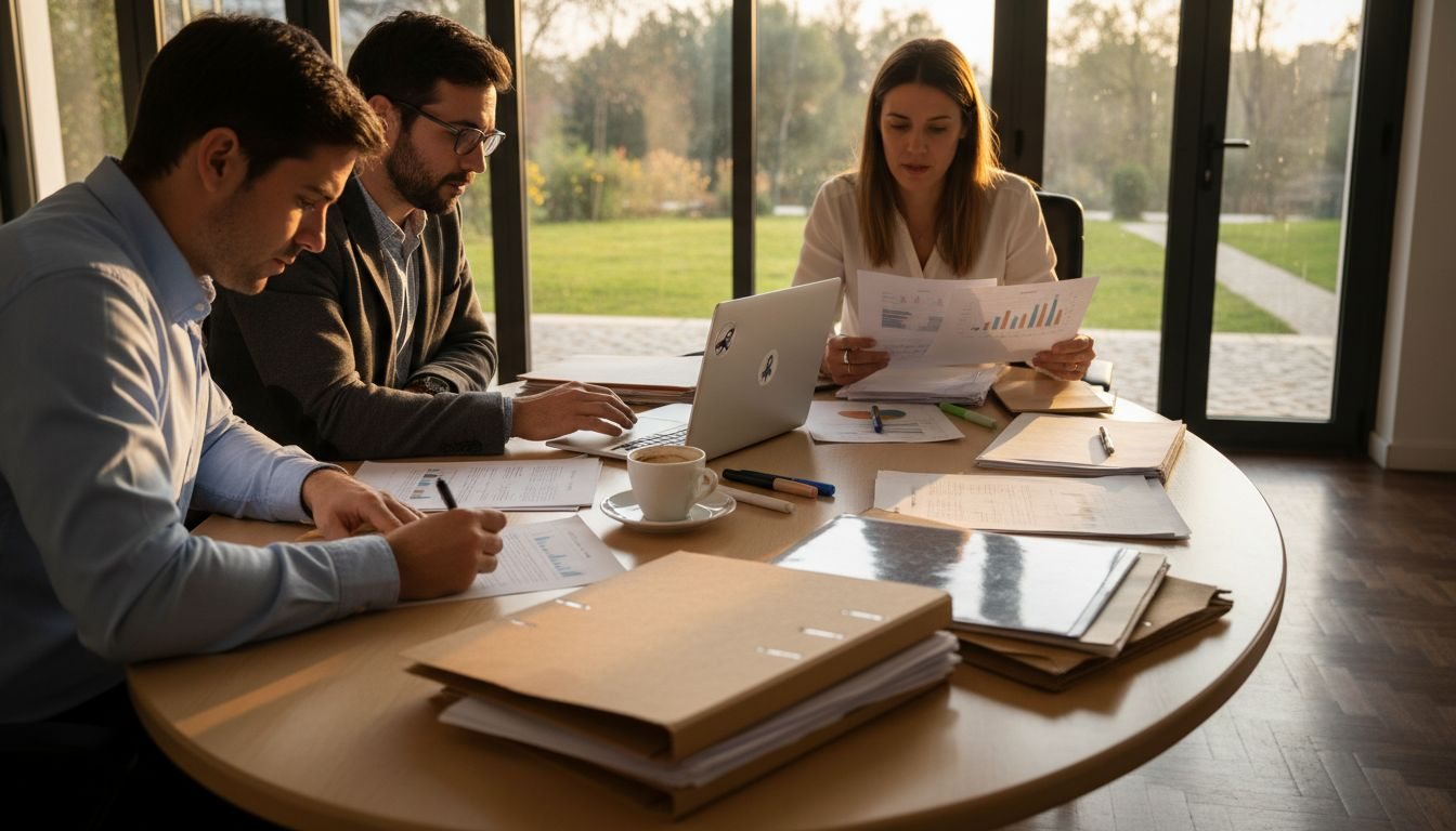 El equipo revisando y evaluando habilidades durante una reunión en la oficina