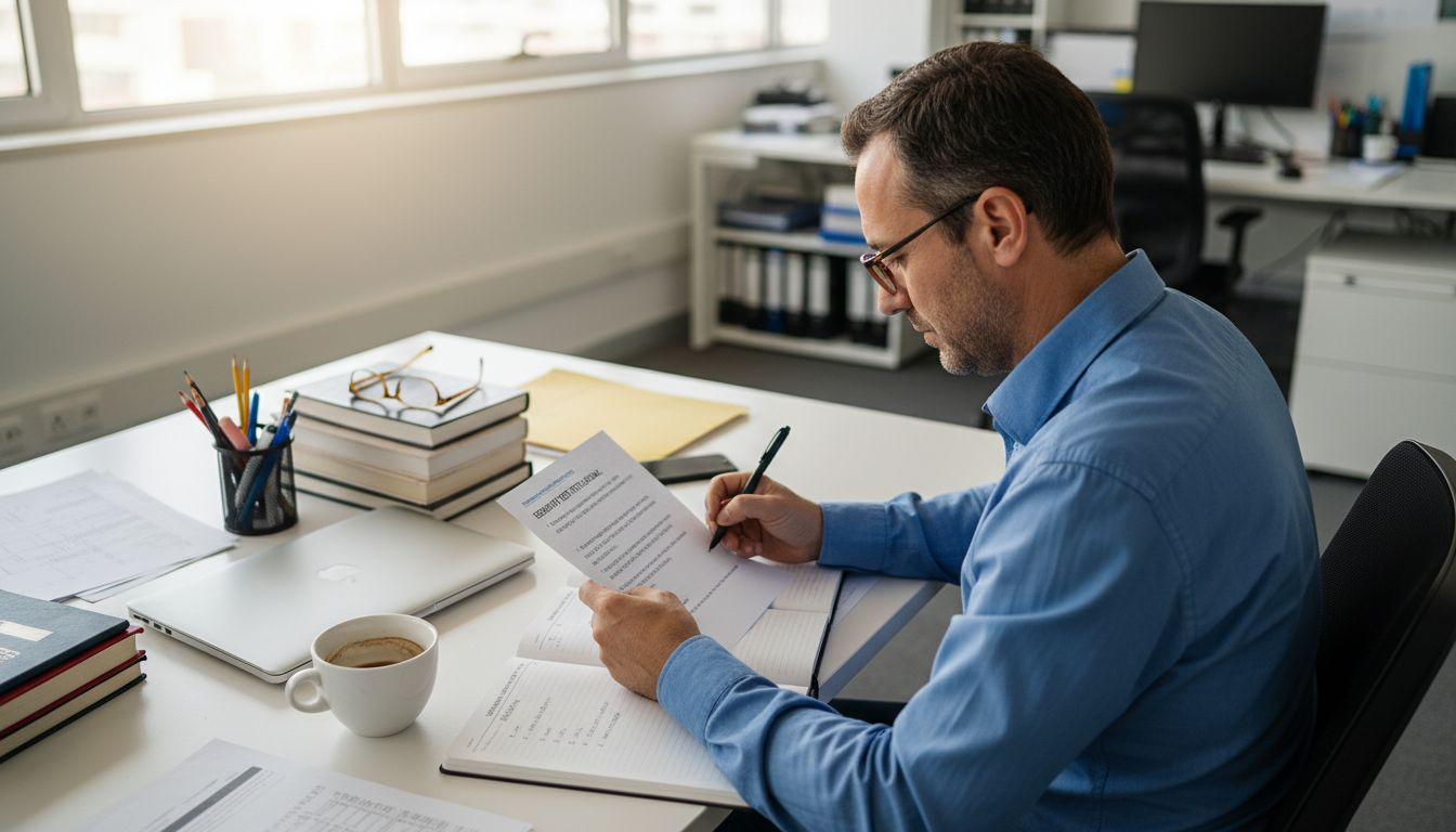 Colaborador revisando una prueba de simulación laboral