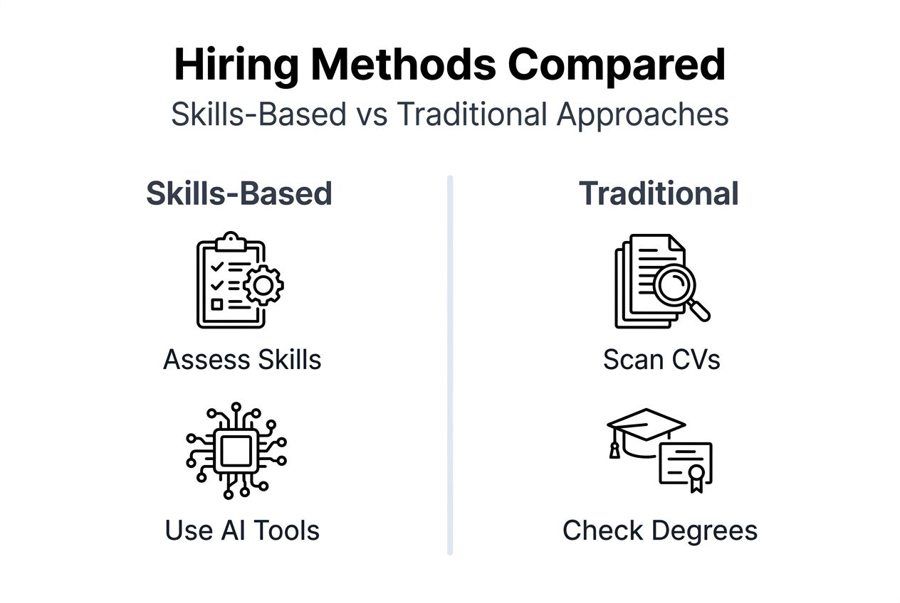 Infographic comparing skills-based and traditional hiring