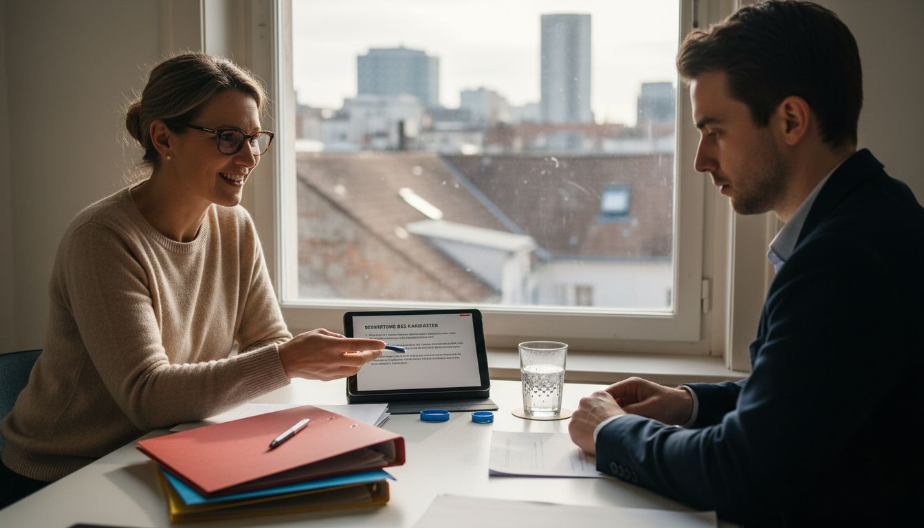 Ein Personalreferent gibt einem Bewerber im persönlichen Gespräch Rückmeldung zum Vorstellungsgespräch.