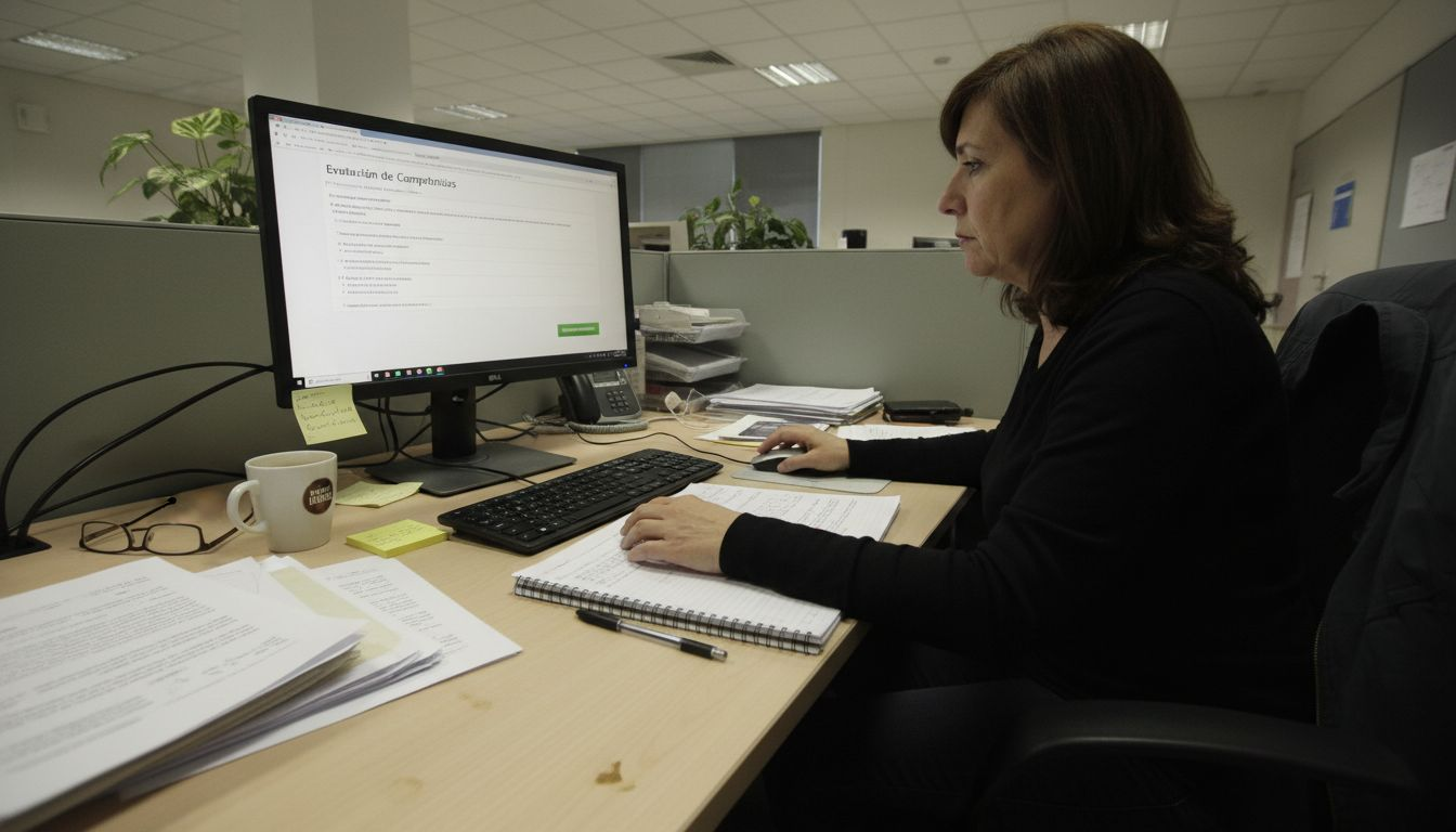 El participante está realizando una evaluación cognitiva en la oficina.