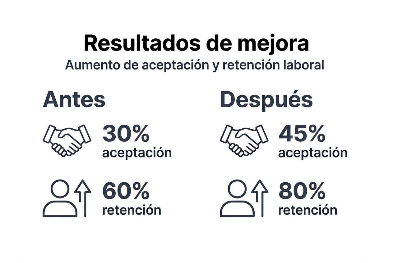 Infografía sobre los resultados de aceptación y retención