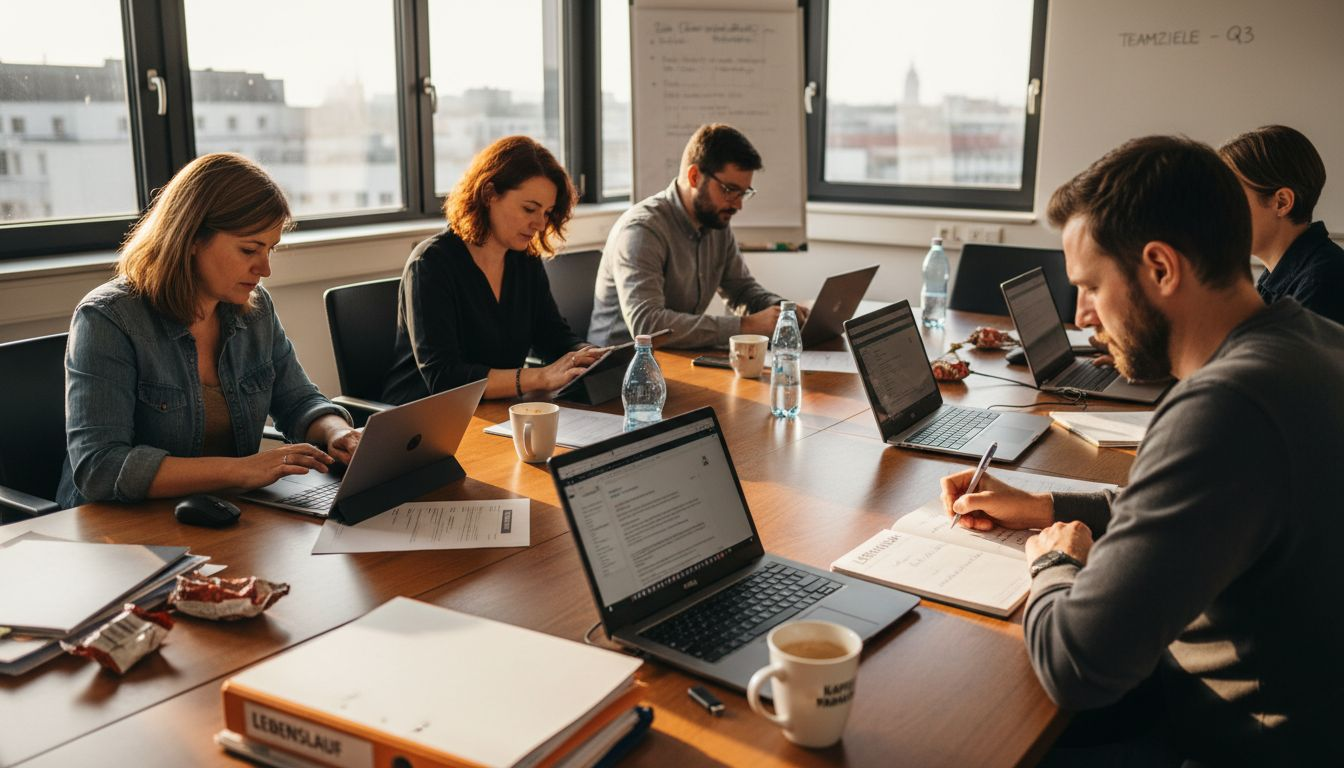 Das HR-Team setzt sich zusammen und geht gemeinsam die Bewerbungsunterlagen durch.