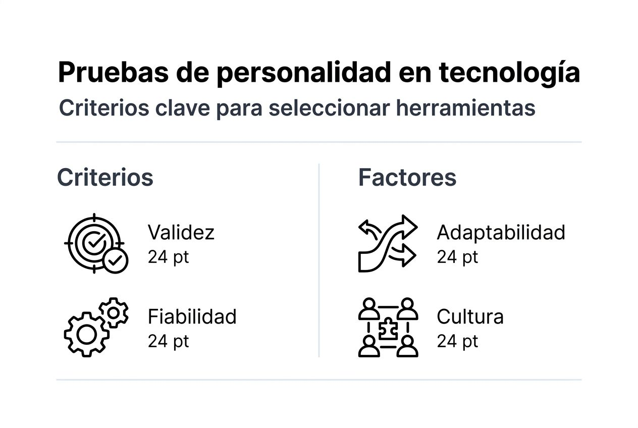 Infografía sobre los principales criterios para evaluar pruebas de personalidad