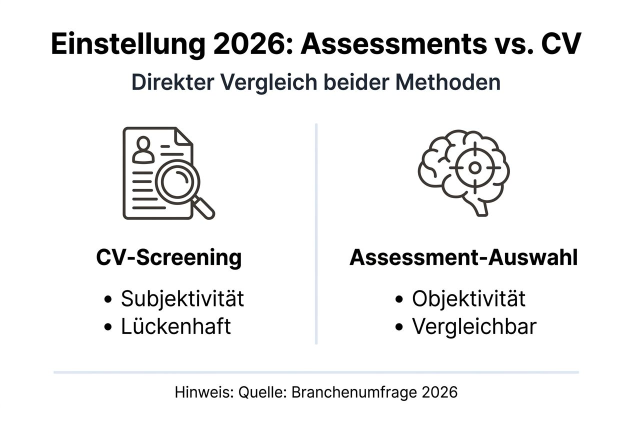 Grafische Übersicht: Assessment-Tools im Vergleich zum klassischen Lebenslauf