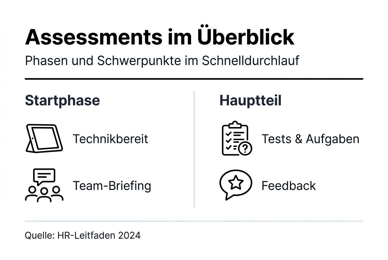 Die Infografik veranschaulicht die einzelnen Phasen und Schritte des Assessment-Prozesses.