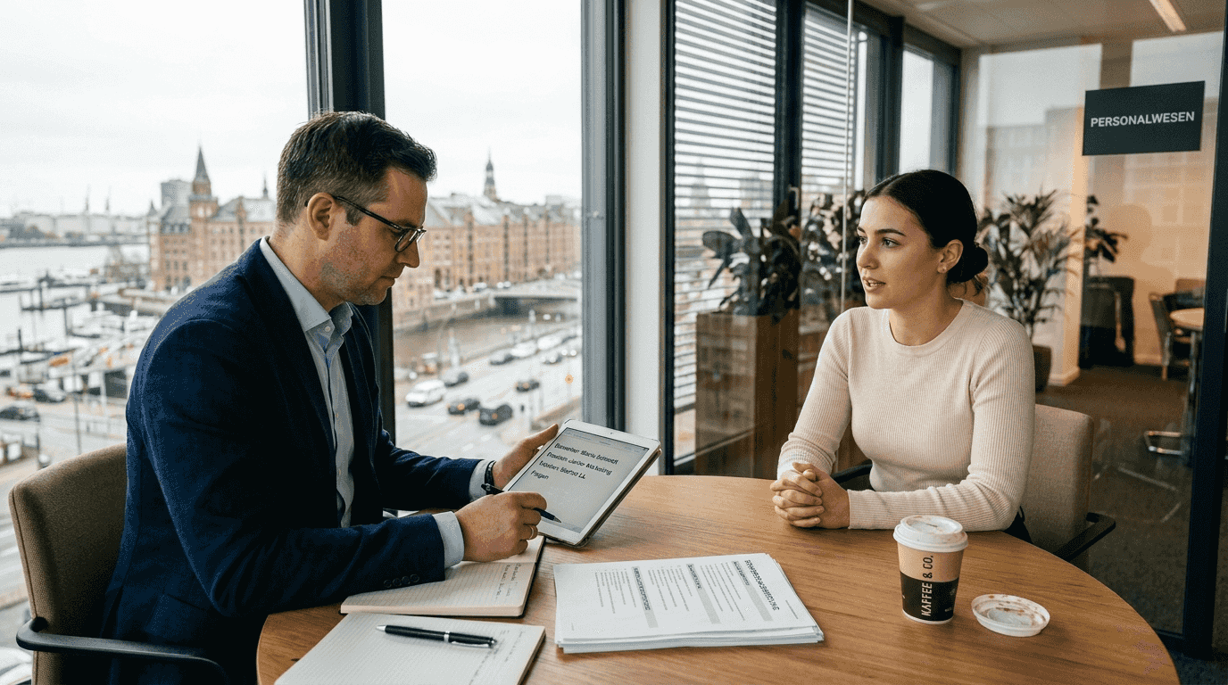 Vorstellungsgespräch zwischen Personalverantwortlichem und Bewerber