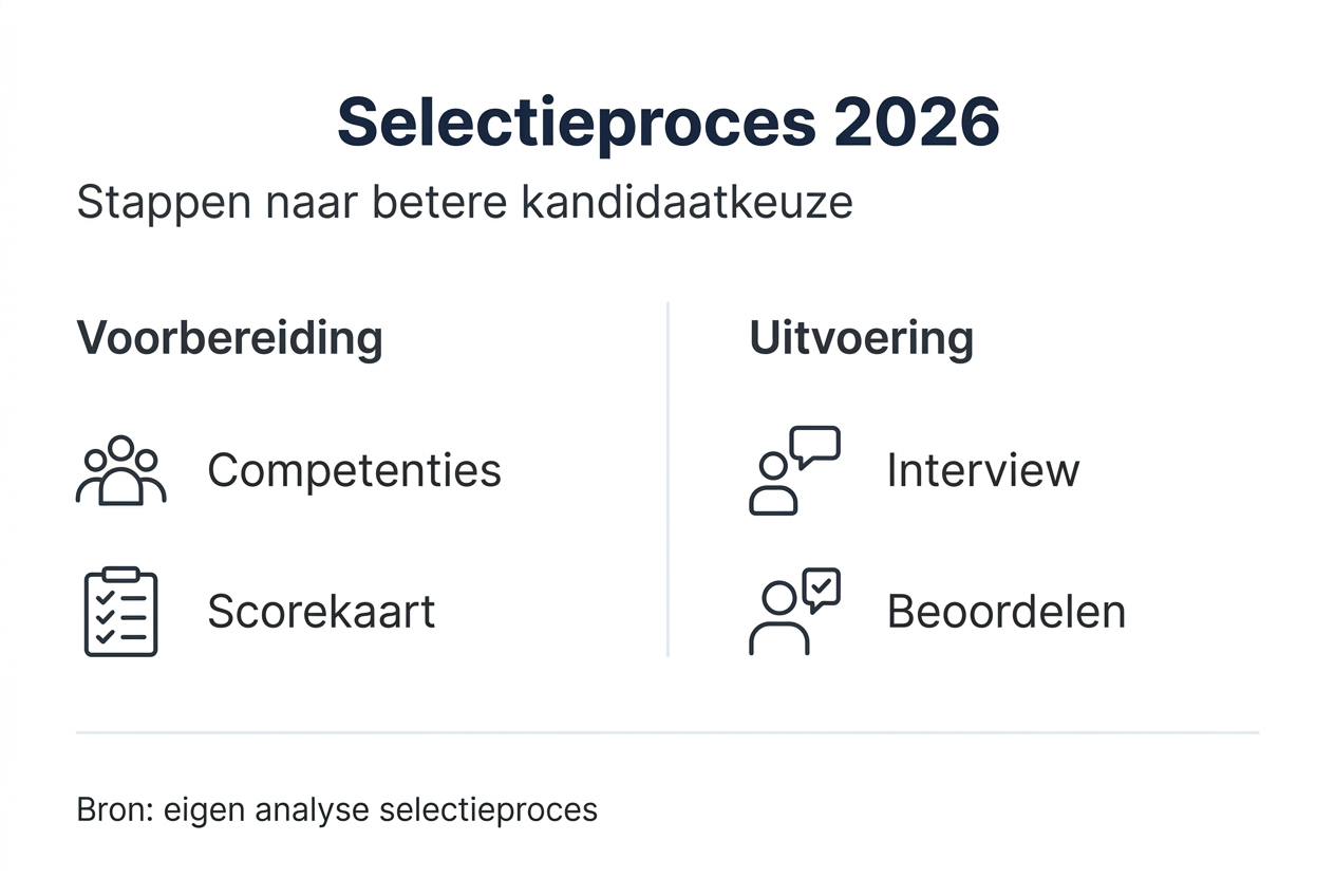 Overt synthesisch overzicht van het selectieproces met bijbehorende categorieën