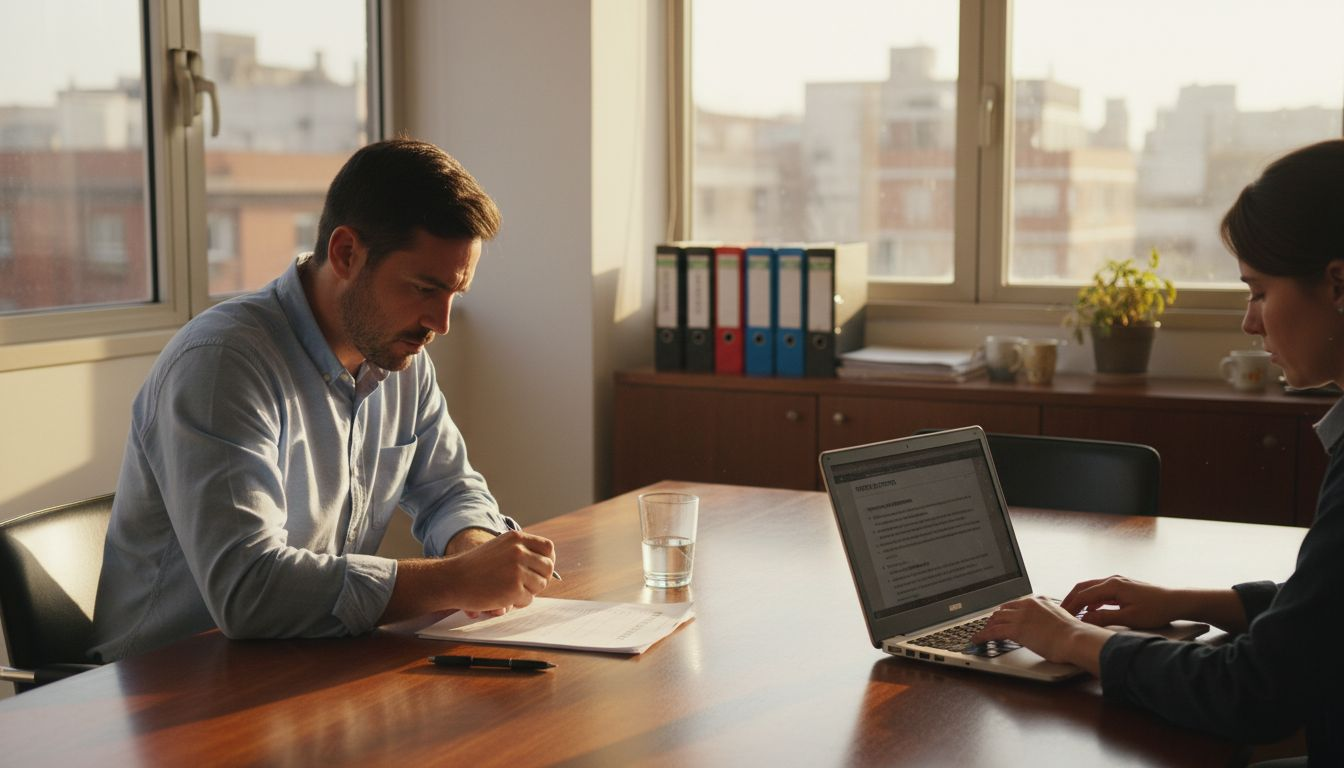 Responsables de Recursos Humanos analizan los currículums de los candidatos durante una reunión.