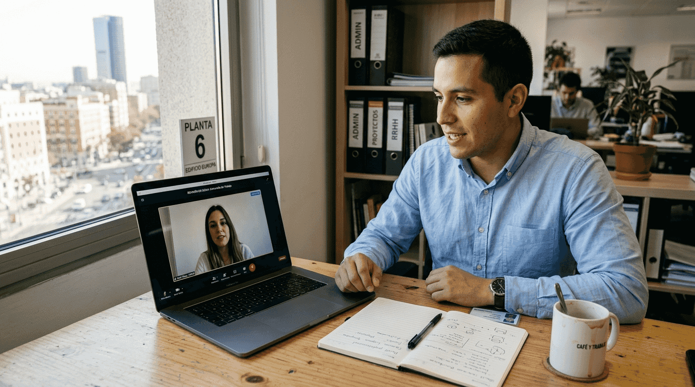 Aspirante participando en entrevista virtual con inteligencia artificial