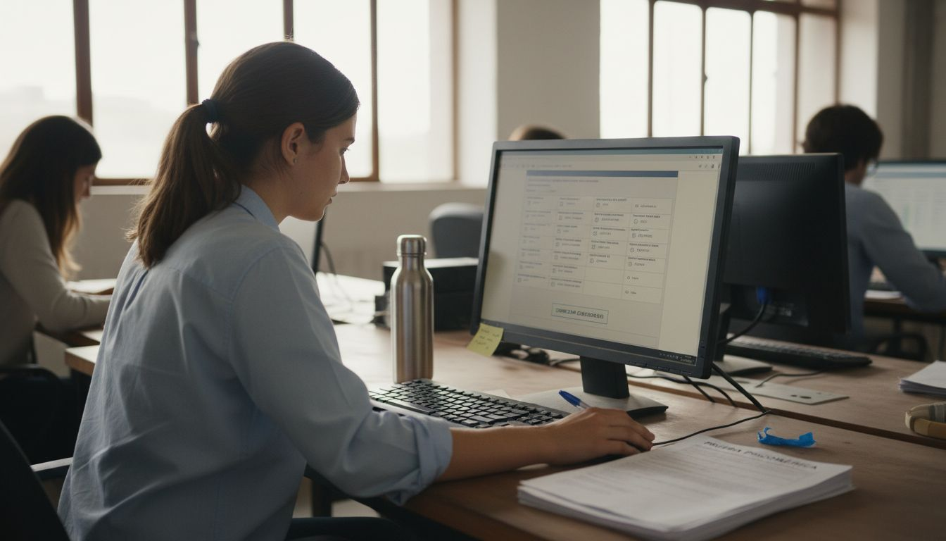 Un candidato realiza una prueba psicométrica en la oficina.
