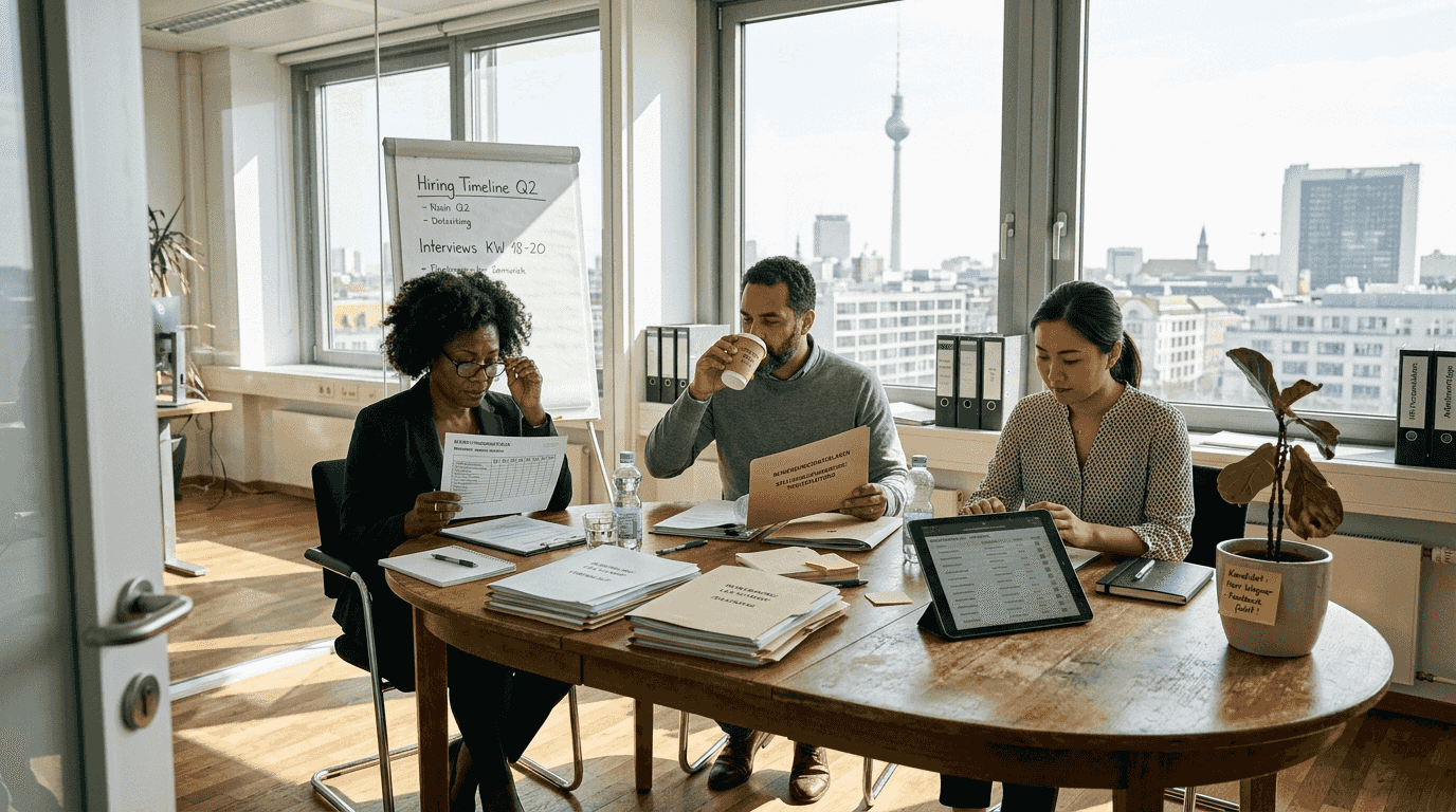 Das HR-Team wertet die Testergebnisse der Bewerber aus.