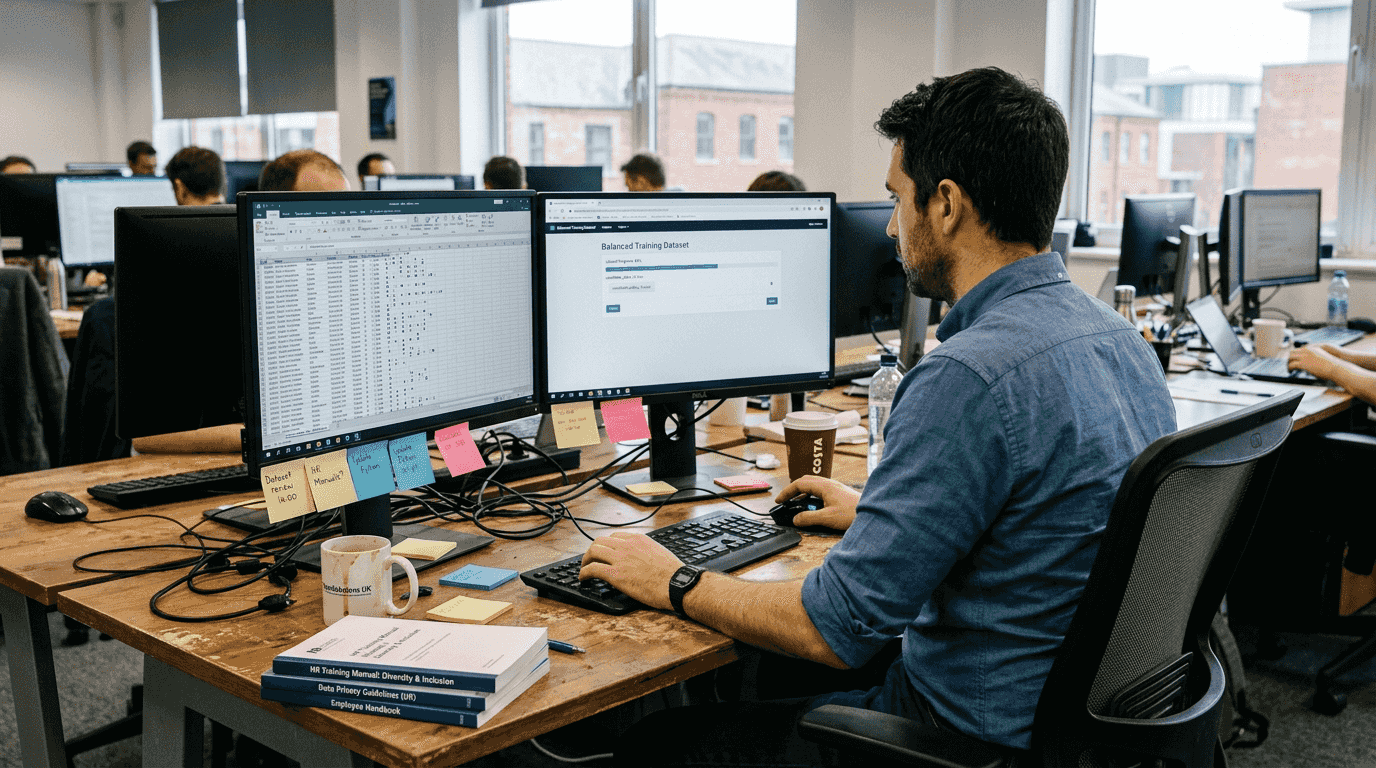 Analyst preparing unbiased recruitment dataset