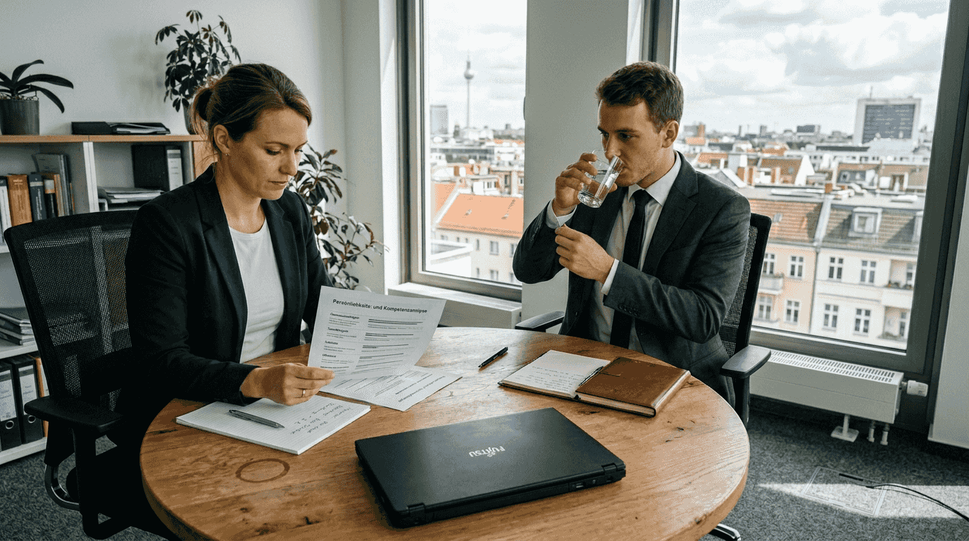 Ein Recruiter wirft einen Blick auf das Persönlichkeitsprofil eines Bewerbers.