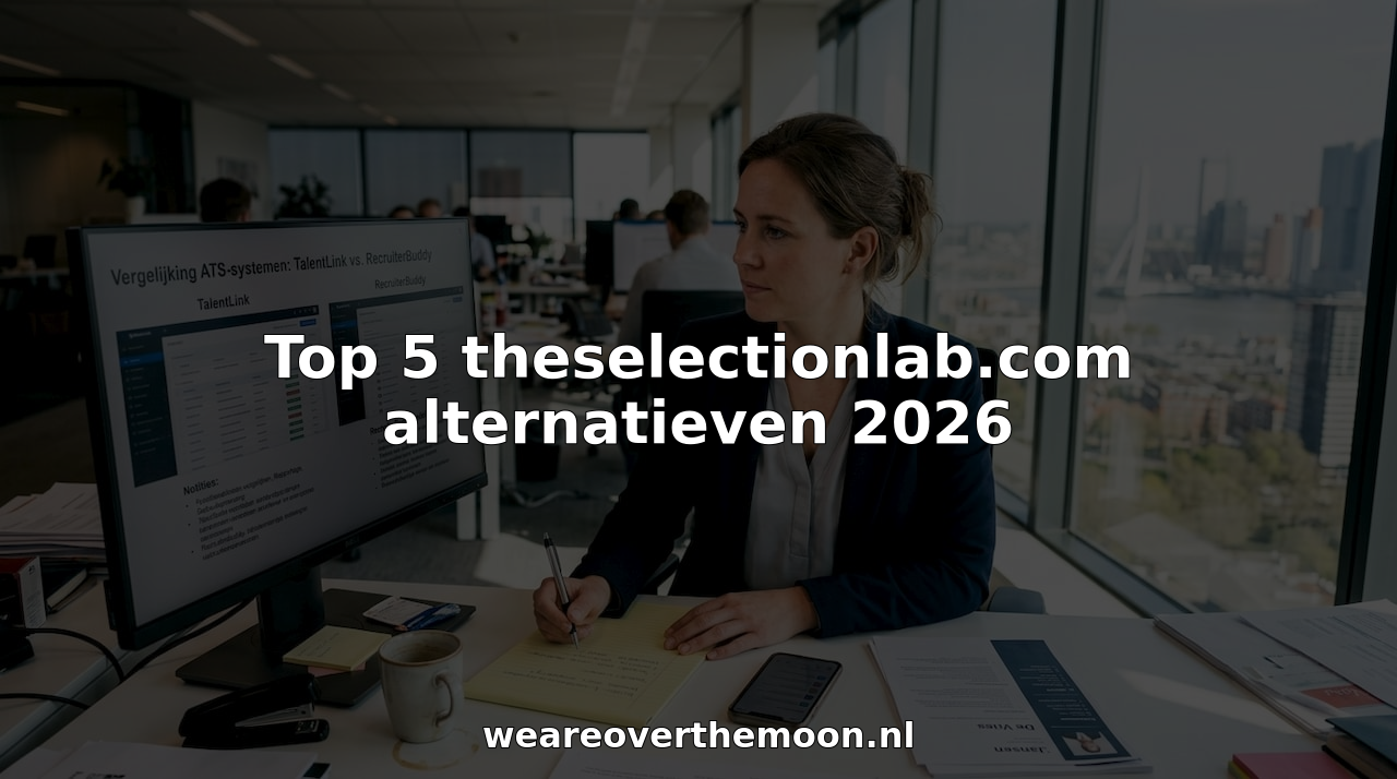 Recruiter vergelijkt verschillende wervingsplatforms aan zijn bureau