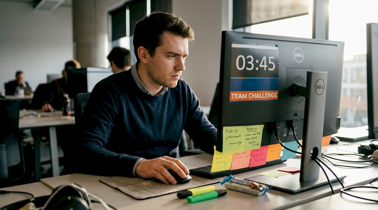 Employee takes interactive gamified assessment