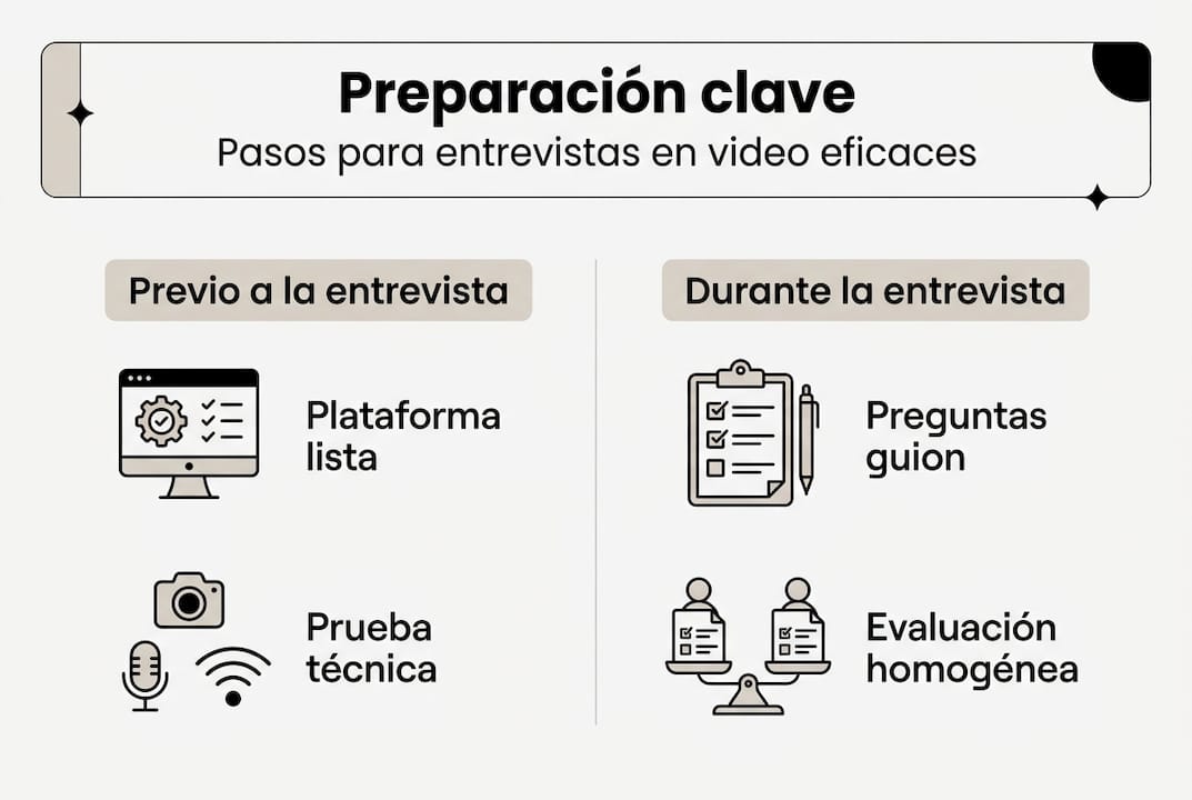 Infografía con los pasos esenciales para triunfar en una entrevista por videollamada