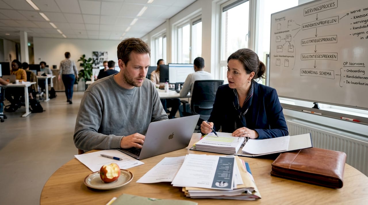 Het HR-team bespreekt samen de profielen van sollicitanten om de beste match te vinden.