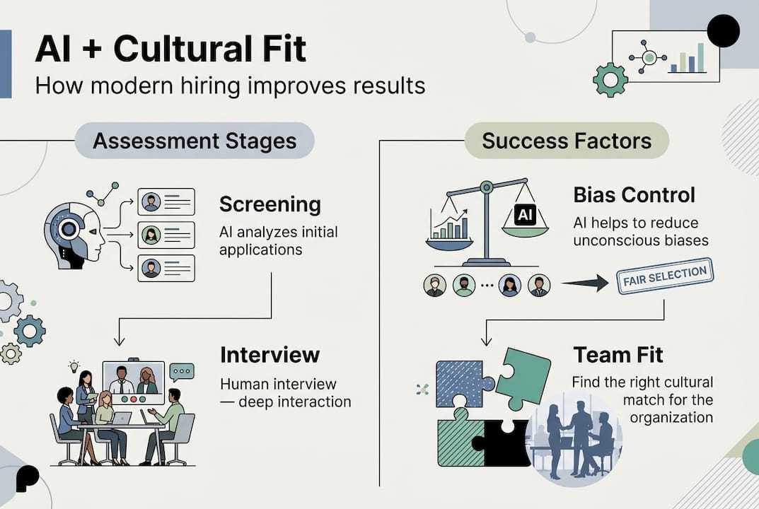 Infographic showing AI and cultural fit assessment steps