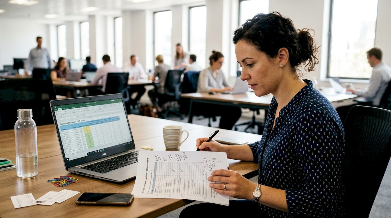 HR professional using candidate assessment checklist