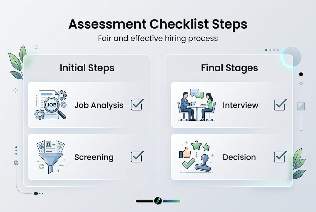 Infographic showing candidate assessment checklist steps