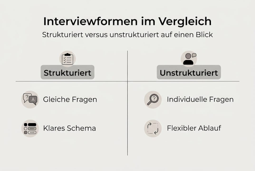 Infografik: Strukturierte vs. unstrukturierte Interviews – ein Vergleich
