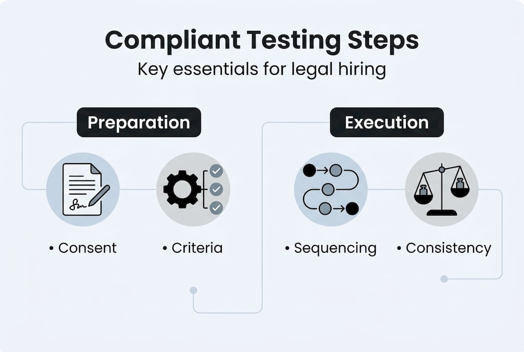 Infographic outlining compliant testing steps