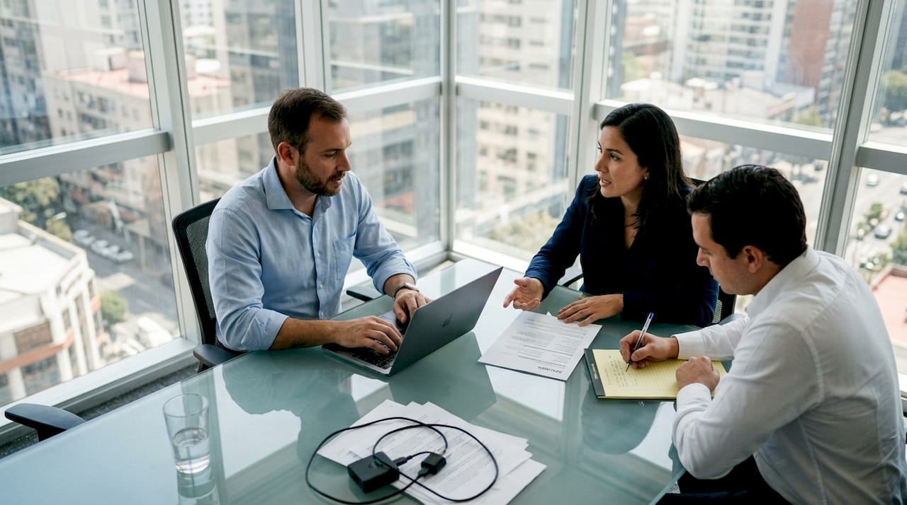 Un grupo de expertos se reúne en la oficina para debatir sobre las mejores estrategias en las entrevistas técnicas.