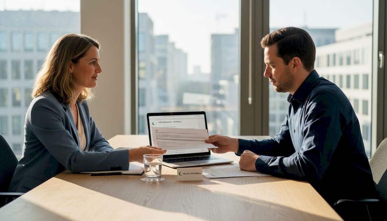 HR-manager en kandidaat in gesprek aan de sollicitatietafel