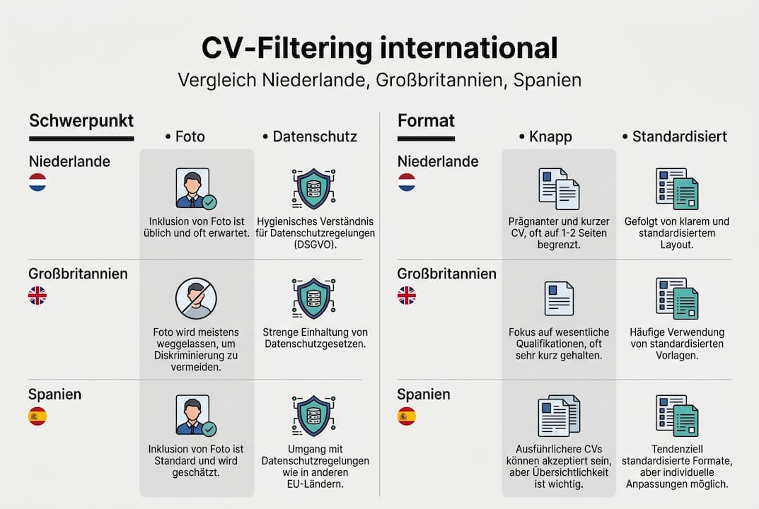 Infografik: So unterscheiden sich internationale Verfahren beim Ausfiltern von Lebensläufen