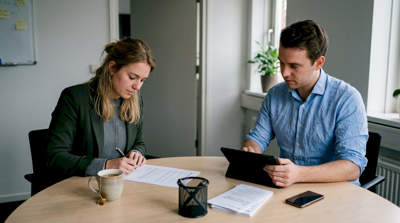 Dutch recruiter and candidate in interview