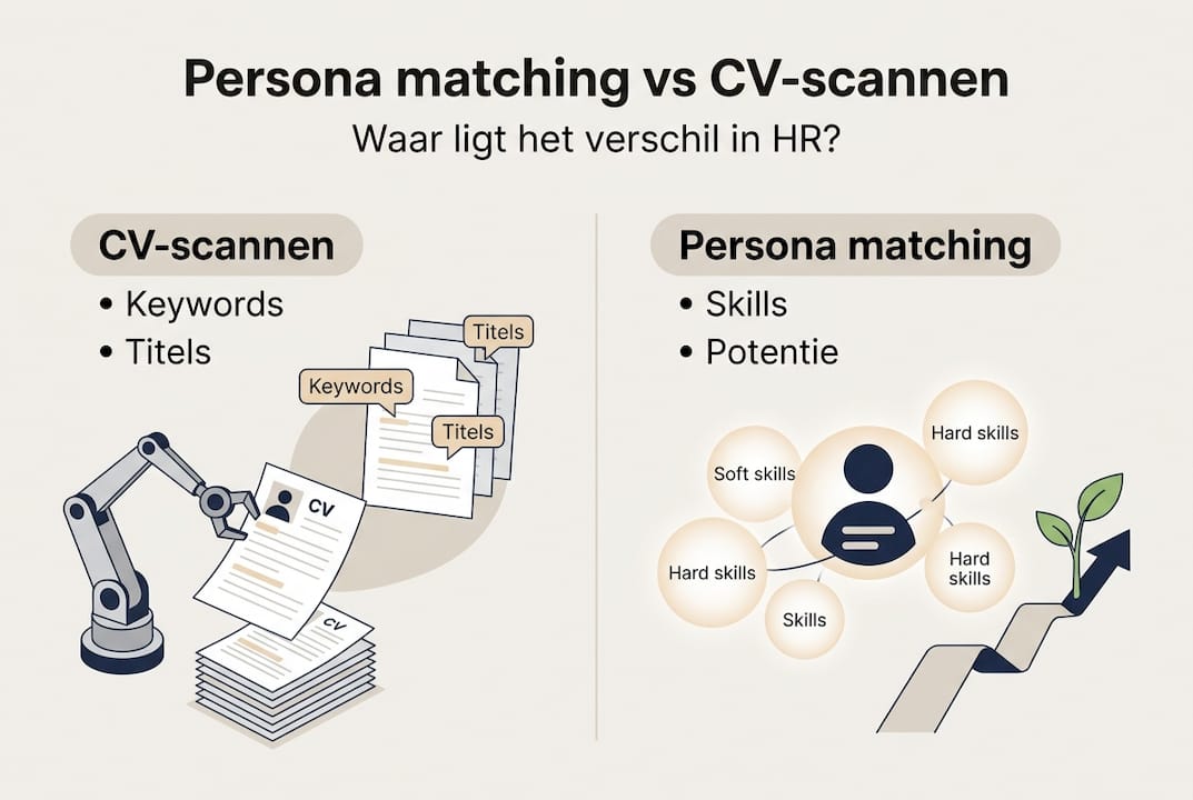 Infographic: het verschil tussen persona matching en cv-scannen