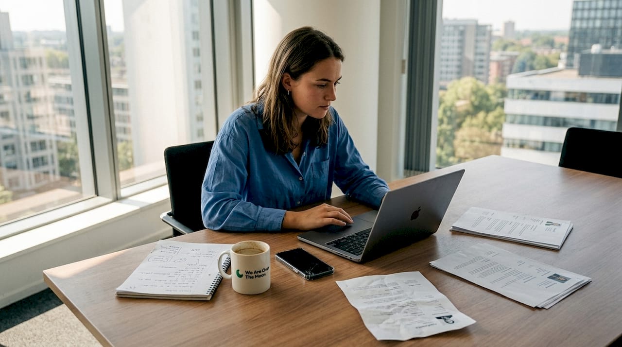 De HR-manager analyseert de match tussen persona’s op zijn laptop.