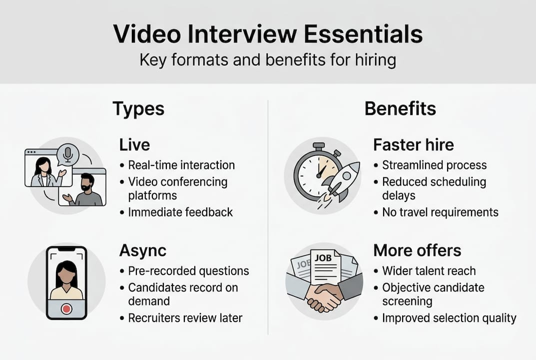 Infographic outlining video interview types and benefits