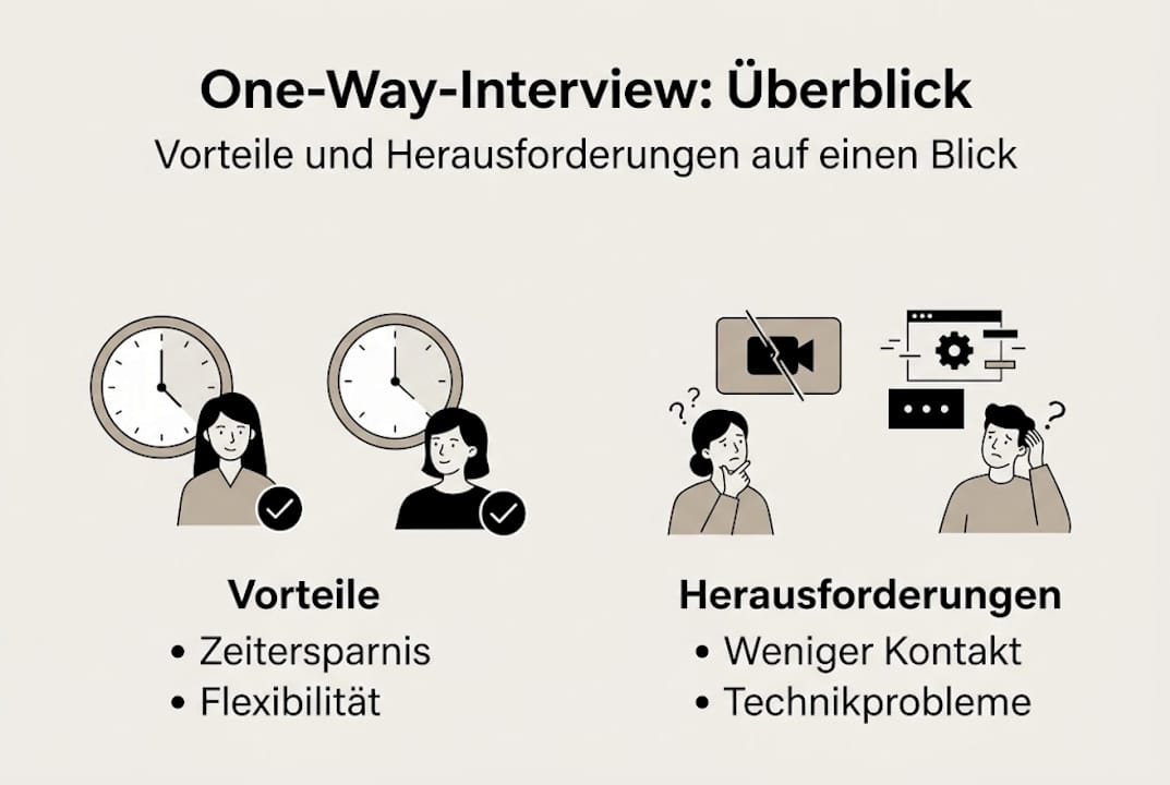 Infografik: Pro und Contra von zeitversetzten Videointerviews
