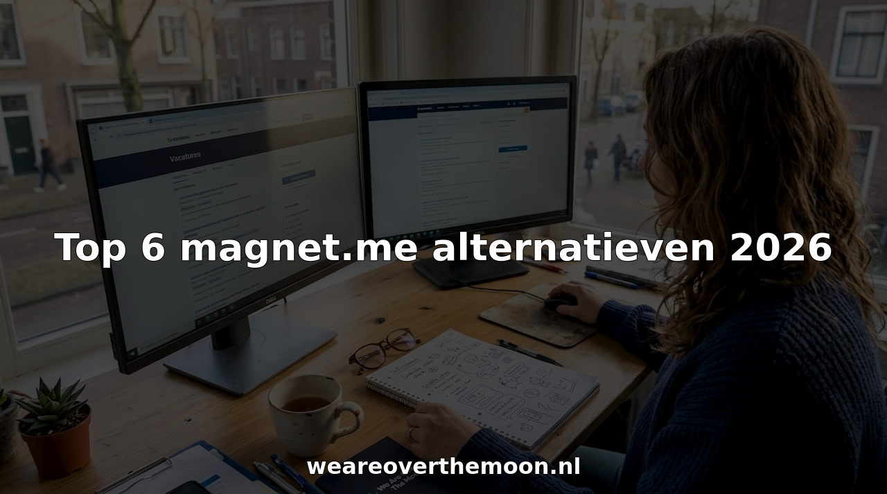 Recruiter vergelijkt verschillende vacaturesites aan zijn bureau thuis
